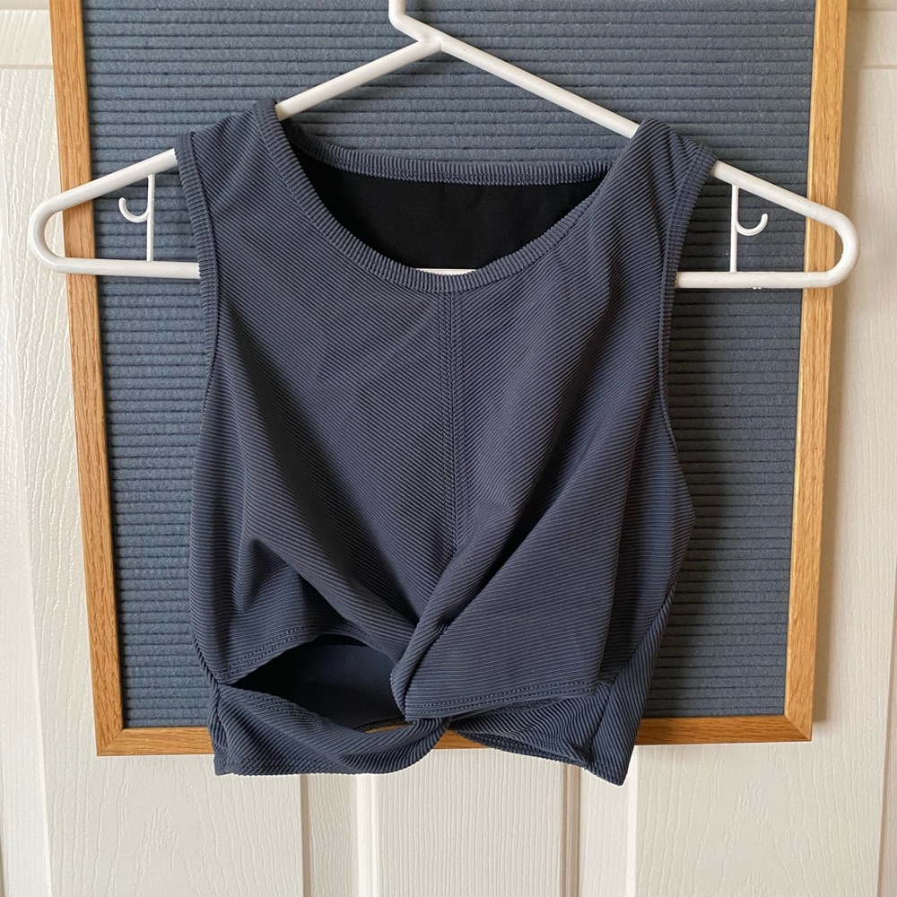 Onzie Grey Twist Front Sports Bra Top S/M